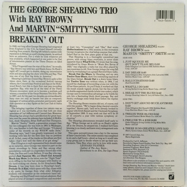 George Shearing Trio With Ray Brown And Marvin "Smitty" Smith : Breakin' Out (LP, Album)