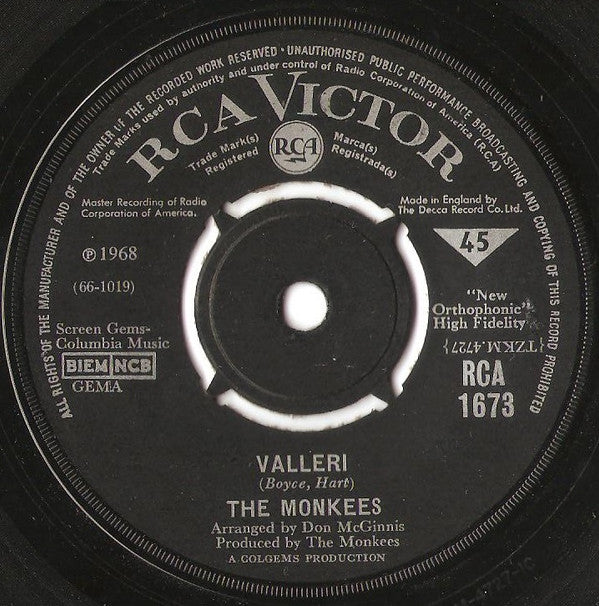 The Monkees : Valleri (7", Single)