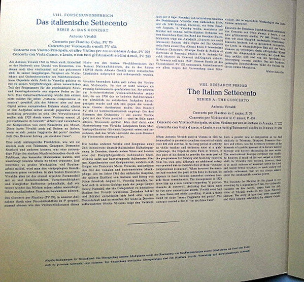 Antonio Vivaldi : Das Italienische Settecento - Serie A: Das Konzert (LP, Dou)