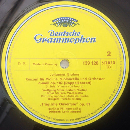 Johannes Brahms, Wolfgang Schneiderhan, Janos Starker : Doppelkonzert A-Moll Op. 102 / Tragische Ouvertüre Op. 81 (LP, Comp, RE)