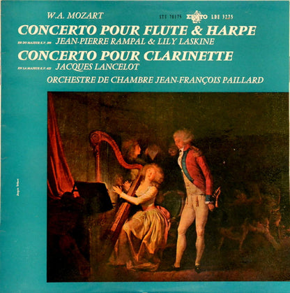 Wolfgang Amadeus Mozart / Jean-Pierre Rampal & Lily Laskine - Jacques Lancelot - Orchestre De Chambre Jean-François Paillard : Concerto Pour Flûte & Harpe En Do Majeur KV 299 / Concerto Pour Clarinette En La Majeur KV 622 (LP, RE)