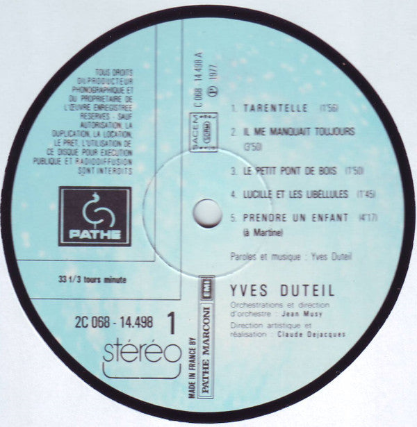 Yves Duteil : Yves Duteil (LP, Album, RP, Gat)