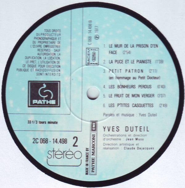 Yves Duteil : Yves Duteil (LP, Album, RP, Gat)