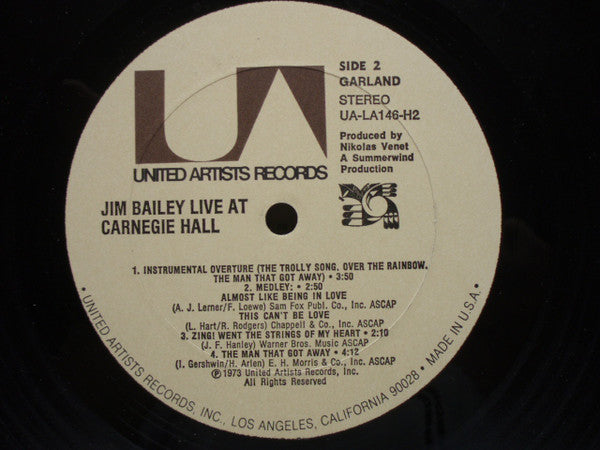 Jim Bailey : Live At Carnegie Hall (2xLP, Album)