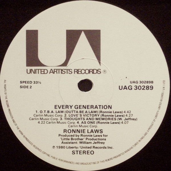 Ronnie Laws : Every Generation (LP, Album)