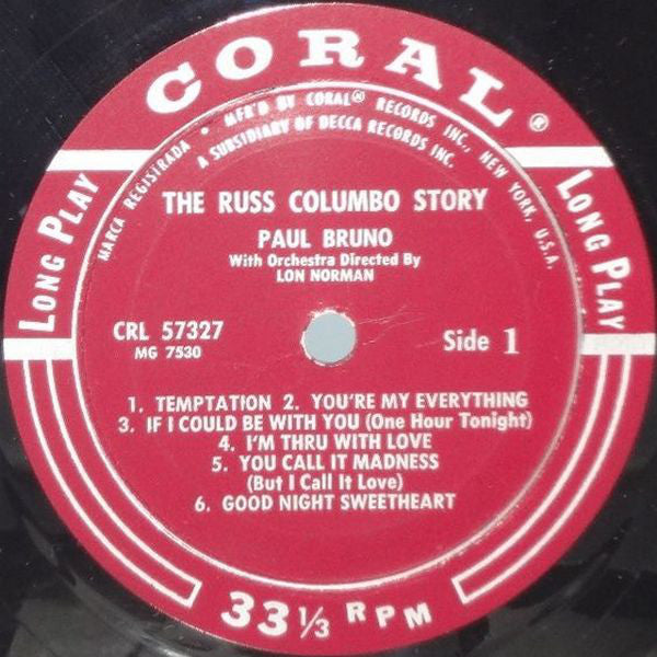 Paul Bruno (2) : The Russ Columbo Story (LP, Album, Mono)