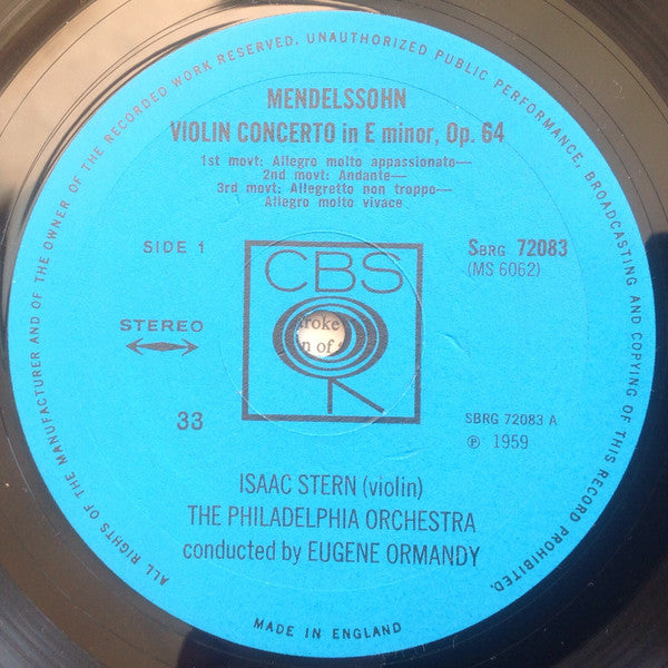 Isaac Stern, Eugene Ormandy, The Philadelphia Orchestra, Pyotr Ilyich Tchaikovsky, Felix Mendelssohn-Bartholdy : Violin Concerto In D Major /  Violin Concerto In E Minor (LP)