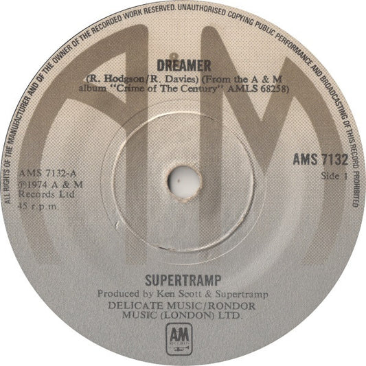 Supertramp : Dreamer (7", Single)