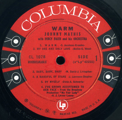 Johnny Mathis With Percy Faith & His Orchestra : Warm (LP, Album, Mono)