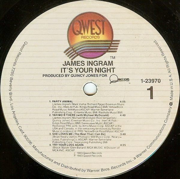 James Ingram : It's Your Night (LP, Album, All)