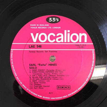 Earl Hines : Solo (LP, Album, Mono)