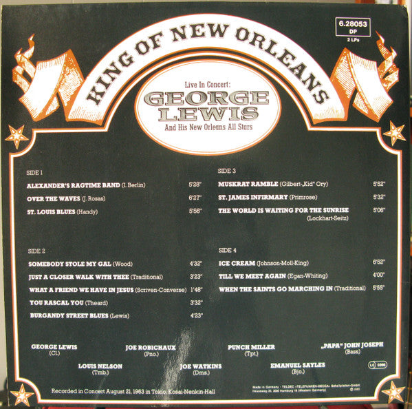 George Lewis And His New Orleans All Stars : King Of New Orleans - Live In Concert (2xLP, Gat)