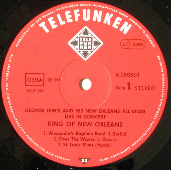 George Lewis And His New Orleans All Stars : King Of New Orleans - Live In Concert (2xLP, Gat)