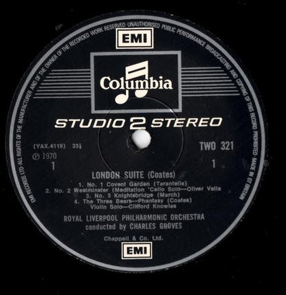 Eric Coates, Royal Liverpool Philharmonic Orchestra Conducted By Sir Charles Groves : London Suite/London Again Suite/Cinderella/The Three Bears (LP, Album)