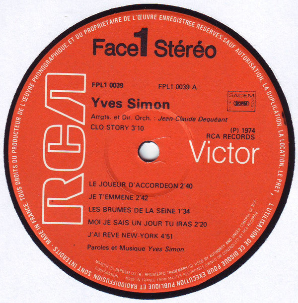 Yves Simon : Respirer, Chanter. (LP, Album, Gat)