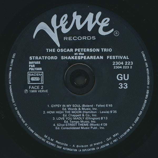 The Oscar Peterson Trio : At The Stratford Shakespearean Festival (LP, Album, Mono, RE)