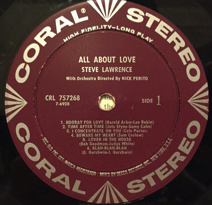 Steve Lawrence (2) : All About Love (LP, Album)