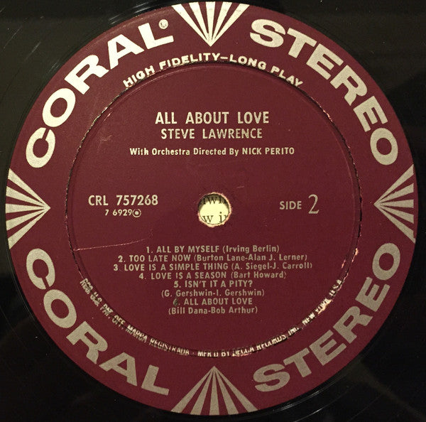 Steve Lawrence (2) : All About Love (LP, Album)