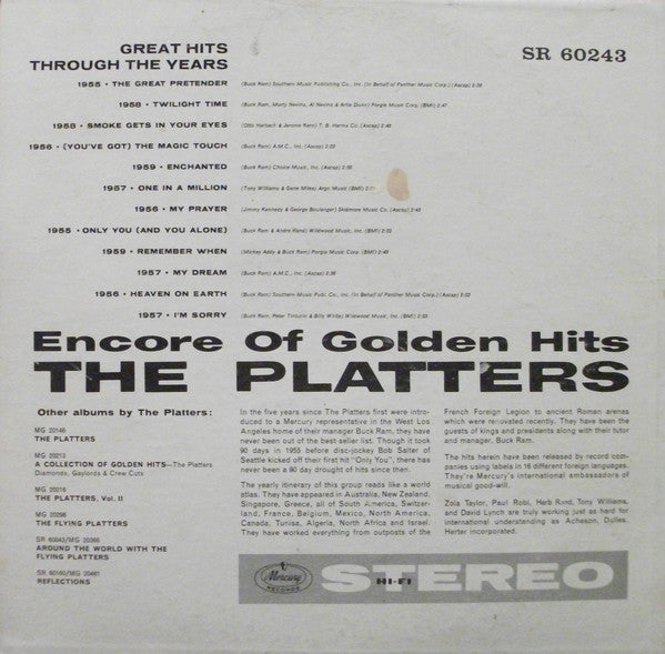 The Platters : Encore Of Golden Hits (LP, Comp, Lam)