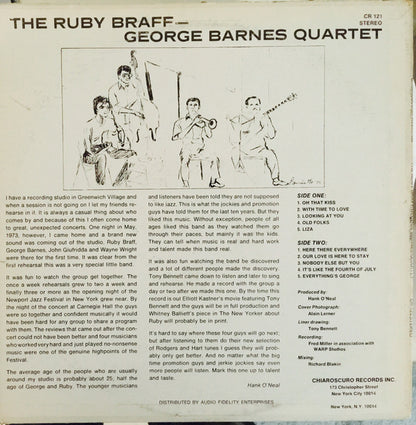 Ruby Braff / George Barnes Quartet With John Giuffrida & Wayne Wright (2) : The Ruby Braff / George Barnes Quartet (LP, Album)