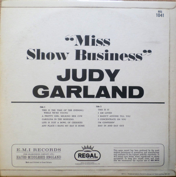 Judy Garland : Miss Show Business (LP, Comp, Mono)