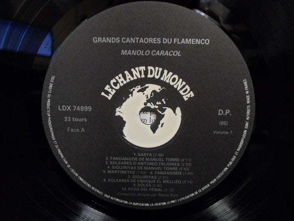 Manolo Caracol : Grands Cantaores Du Flamenco - Volume 7 (LP, Comp)