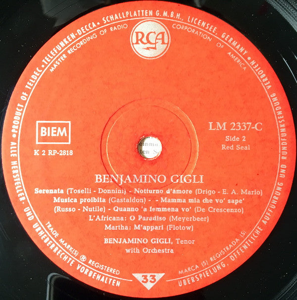 Beniamino Gigli : Beniamino Gigli (LP, Album)