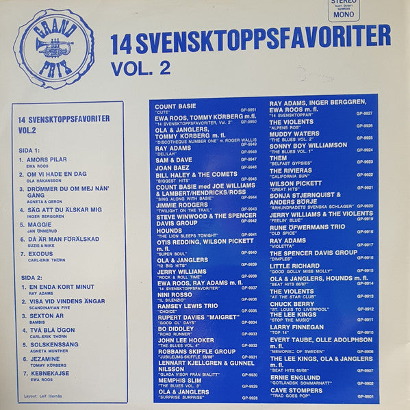 Various : 14 Svensktoppsfavoriter Vol. 2 (LP, Comp, Mono)