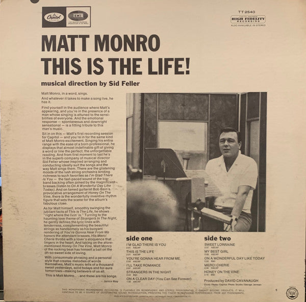 Matt Monro : This Is The Life! (LP, Mono)