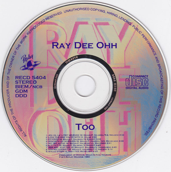 Ray Dee Ohh : Too (CD, Album, RE)