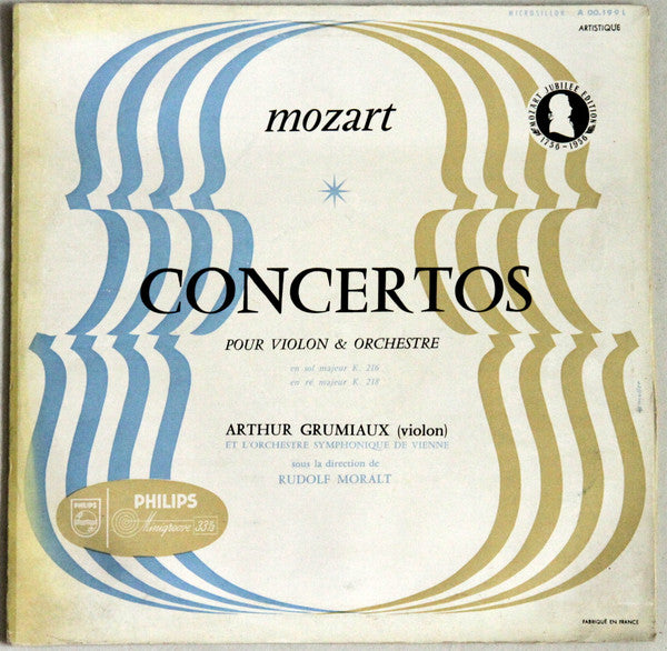 Wolfgang Amadeus Mozart — Arthur Grumiaux, Rudolf Moralt, Wiener Symphoniker : Concertos  Pour Violon & Orchestre - En Sol Majeur K. 216, En Ré Majeur K. 218 (LP, Mono, Gat)