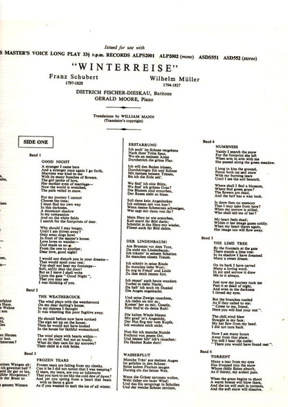 Franz Schubert, Dietrich Fischer-Dieskau, Gerald Moore : Die Winterreise (LP, S/Sided, RP + LP, RP)