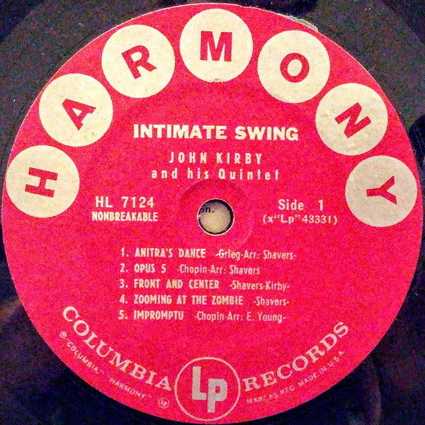 John Kirby And His Quintet : Intimate Swing (LP, Album, Styrene)