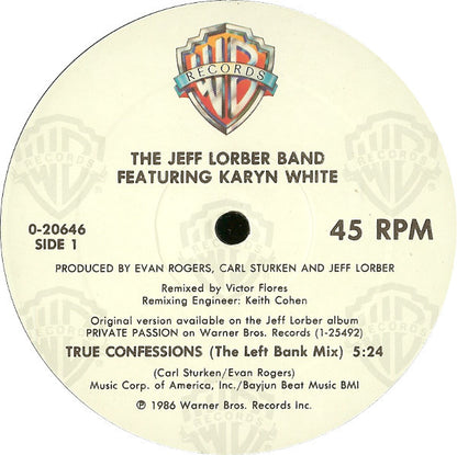 The Jeff Lorber Band Featuring Karyn White : True Confessions (12", Maxi)