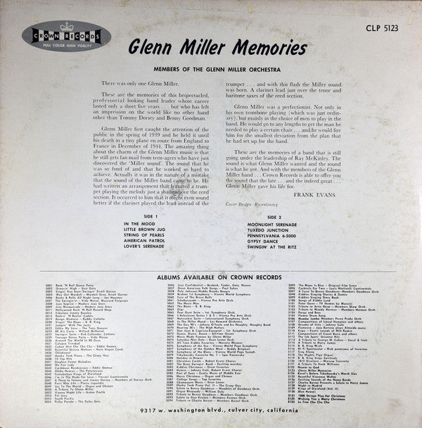 The Glenn Miller Orchestra : Memories Of Glenn Miller (LP)