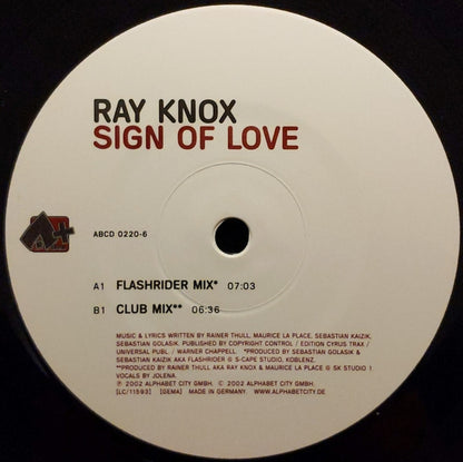 Ray Knox : Sign Of Love (12")