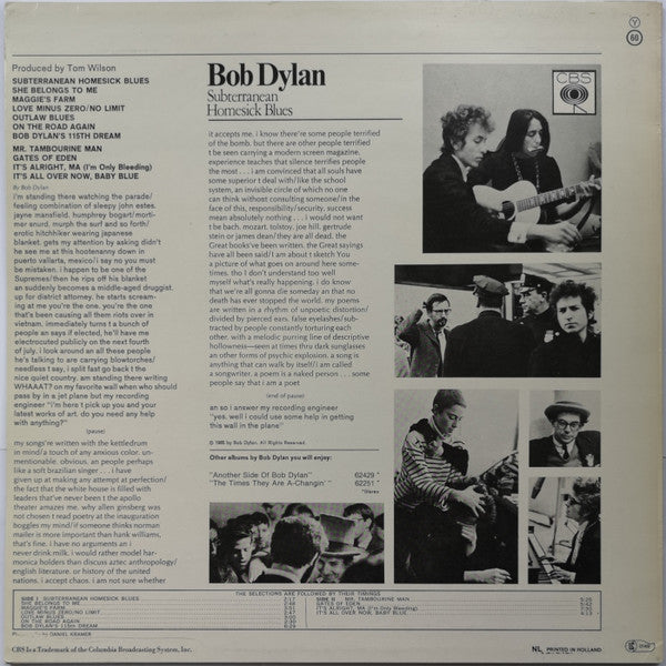 Bob Dylan : Subterranean Homesick Blues (LP, Album, RE)