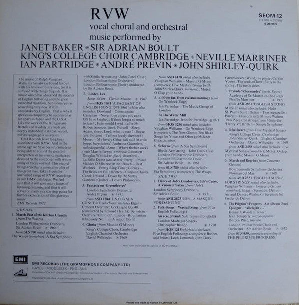 Ralph Vaughan Williams : RVW (Vocal Choral And Orchestral Music) (LP, Album, Comp)