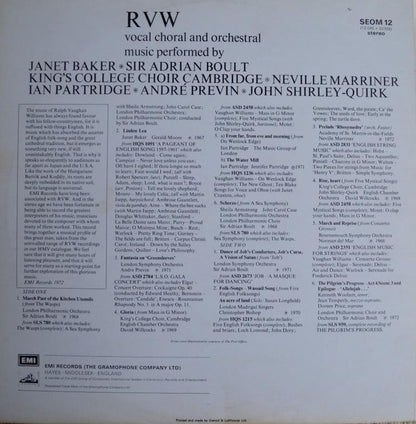 Ralph Vaughan Williams : RVW (Vocal Choral And Orchestral Music) (LP, Album, Comp)