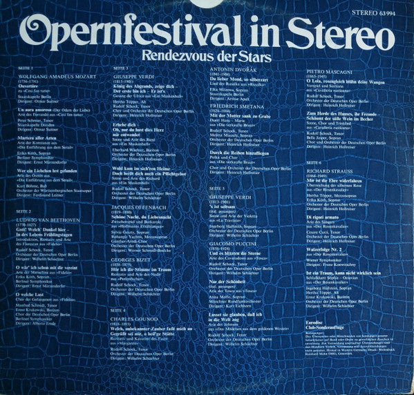 Various, Rudolf Schock, Anna Moffo, Peter Schreier, Ingeborg Hallstein, Erika Köth, Kurt Böhme, Hertha Töpper, Sylvia Geszty, Melitta Muszely, Eberhard Wächter : Opernfestival In Stereo - Rendezvous Der Stars (3xLP, Comp)