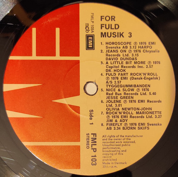 Various : For Fuld Musik 3 (LP, Comp)