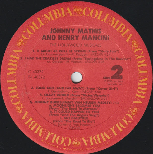 Johnny Mathis And Henry Mancini : The Hollywood Musicals (LP, Car)