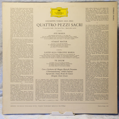 Giuseppe Verdi, Coro Del Maggio Musicale Fiorentino E Orchestra Del Maggio Musicale Fiorentino •  Ettore Gracis : Quattro Pezzi Sacri (LP, Album, SLP)