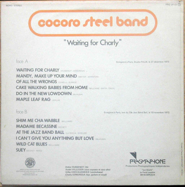 Cocoro Steel Band : Waiting For Charly (LP, Album)