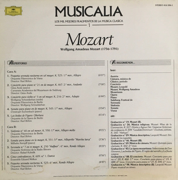 Various : Musicalia 1. Mozart (LP, Comp)