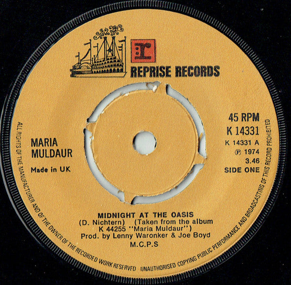 Maria Muldaur : Midnight At The Oasis (7", Kno)