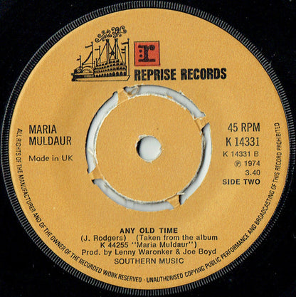 Maria Muldaur : Midnight At The Oasis (7", Kno)