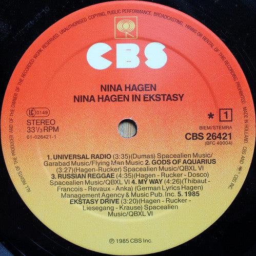 Nina Hagen : In Ekstasy (LP, Album)