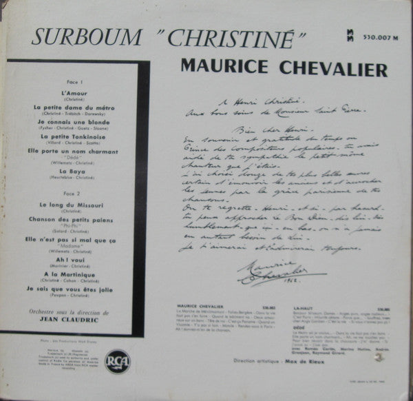 Maurice Chevalier : Surboum "Christiné'' (LP, Album, Mono)