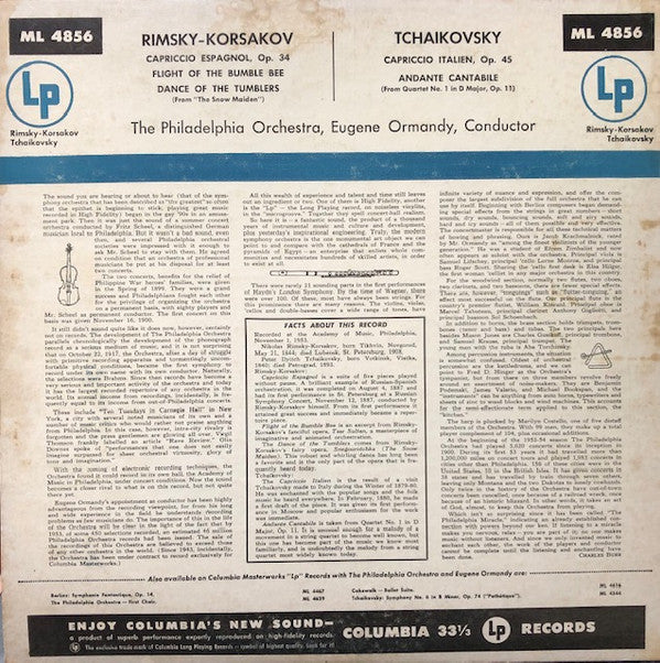 The Philadelphia Orchestra : Rimsky-Korsakov Tchaikovsky (LP, Album, Mono)